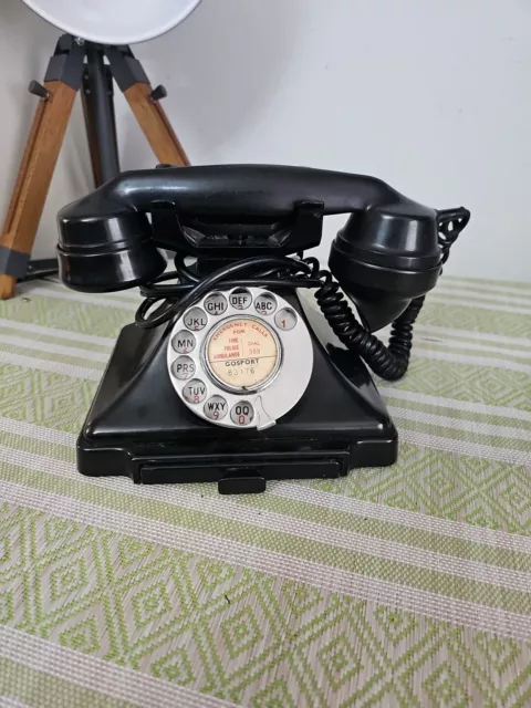 VINTAGE 1930S PYRAMID BLACK BAKELITE TELEPHONE GPO 1/232l
