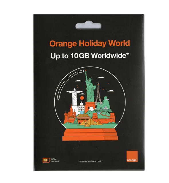 Holiday Prepaid data SIM Card Trio 4G/LTE tethering 10GB Europe worldwide USA