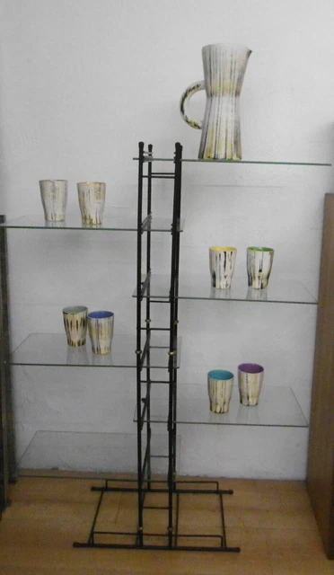 Estante Vintage De Los Años 70 Marca Durflex En Estructura De Cristal Y...