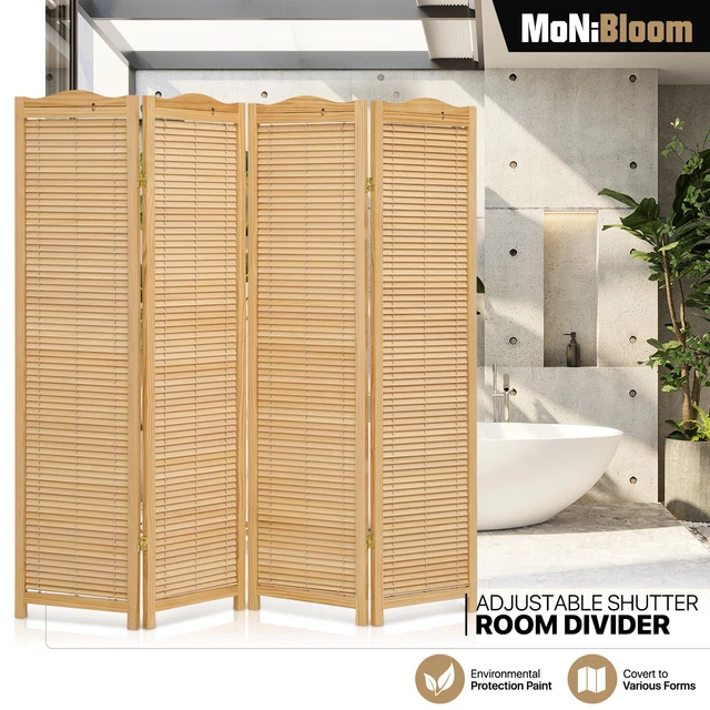 4 PANEL WOOD Folding Room Divider Privacy Adjustable Blind Door