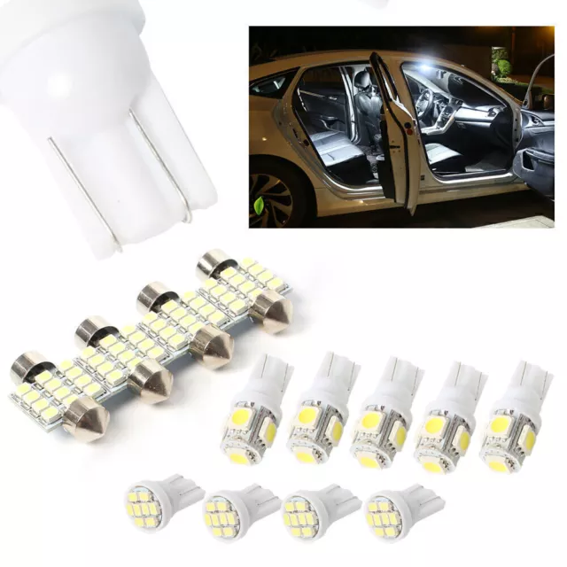 13x Car White LED Lights Kit Fit Stock Interior & Dome License Plate Lamps