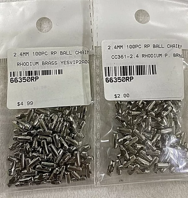 1,000- pieces ~ Rhodium Finish ~ 2.4mm Ball Chain Connector Clasps ~.Box 209N