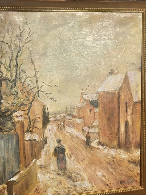 Tableau Huile Sur Toile Johan Peter Allroggen - Paysage D'Hiver 23x37 Cm, Occasion Très Bon