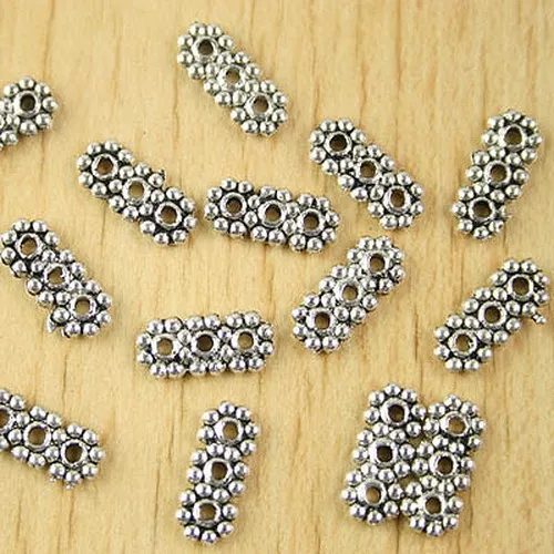 60pcs 12.7x5.5mm Hole:1.4mm Tibetan Silver 3 In 1 Spacer Beads H2793