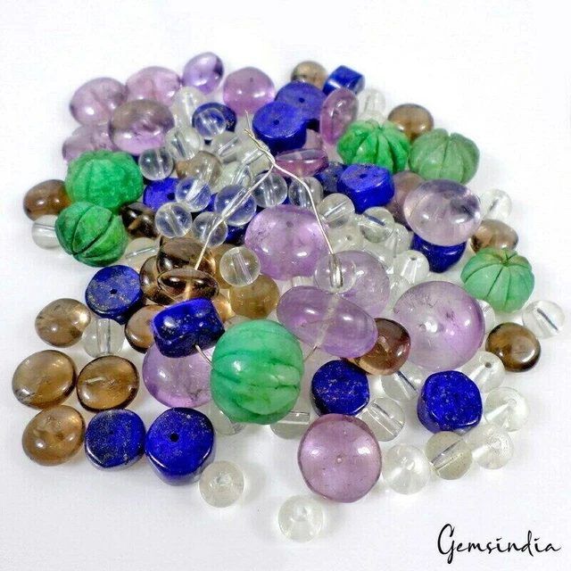 670 Ct/120 Pcs Natural Multi Color/Multi Gems/Mix Shape Beads Lot For Jewelry