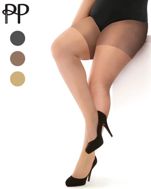 Pretty Polly Ladder Resist Tights Curves Plus 15 Denier Sheer Hosiery (3 Pack)