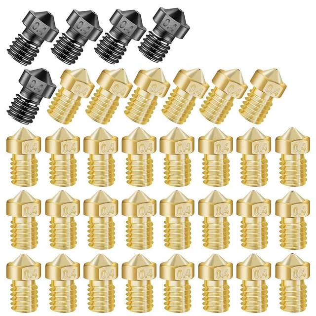 [35pcs of Pack] 30pcs Brass Extruder Nozzles + 5pcs Temperature Hardened Stee...