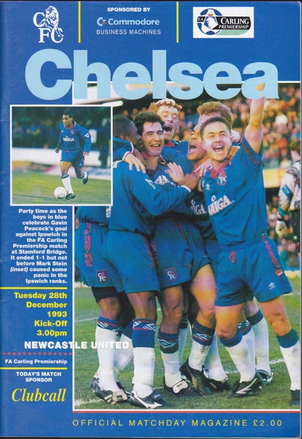 1993/94 CHELSEA V NEWCASTLE UNITED 28121993 Premiership EUR 3,44