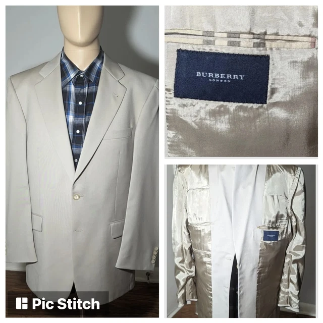 Burberry London Men's Classic Blazer Sports Coat  Size 43R Made in USA  Neutral