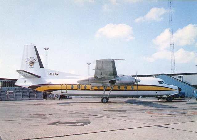 Air Executive Norway "Busy Bee" Fokker F-27 Friendship 100 LN-NPM  Postcard