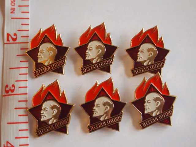 VINTAGE 5x distintivo pin comunista comunista Lenin "sempre pronto" CCCP...