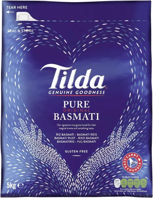 TILDA - Pure Original Basmati Reis - (1 X 5 KG) Indien pure rice Langkorn Reis