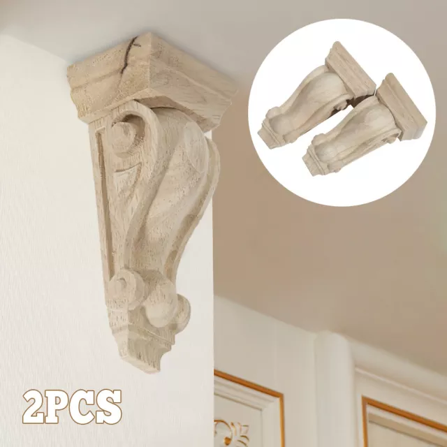 2 X Corbels Wooden Corbel Wood Timber Carved Corner Supports Raw AU