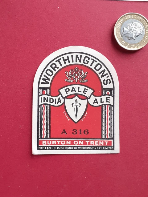 Altes britisches Bier-/Getränkeetikett: Worthington IPA, bttld A316