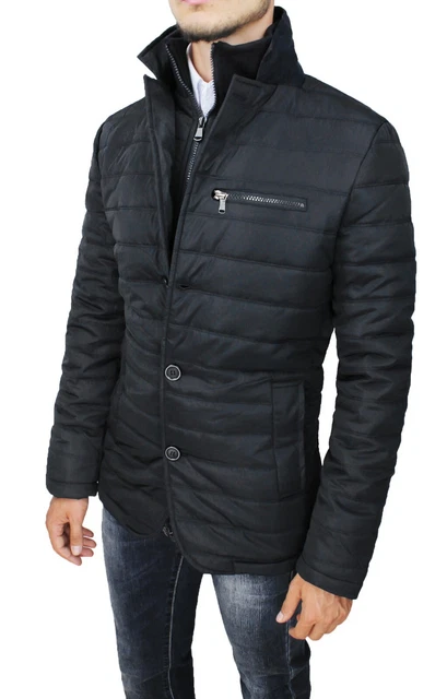 Giubbotto Piumino Uomo Sartoriale Nero Elegante Casual Giacca Invernale