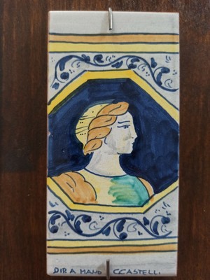 Quadro/mattonella in ceramica di Castelli 50x35 firmato D'Egidio 