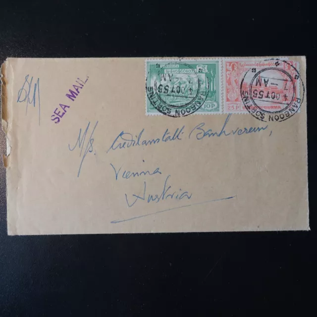Burma BRIEF Cover CAD Rangoon Sortieren 1955-> Vienne Österreich