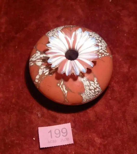 Mottled Pink Guernsey Studio Art Glass Vase Ruffled Flower Shaped Top