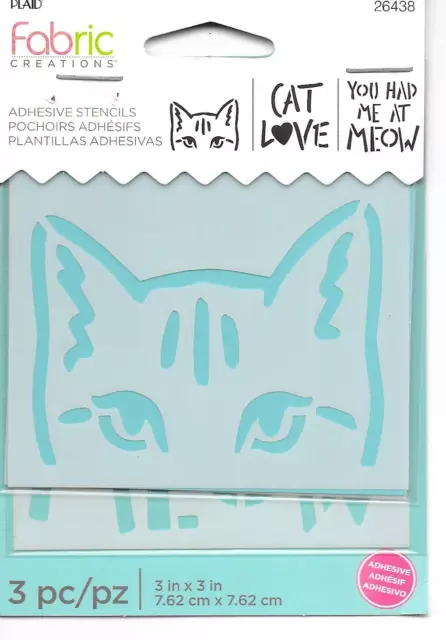 PLAID Fabric Creations Adhesive Stencils Decorative Tole Painting Kitty Cat Meow