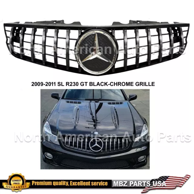 Mercedes Benz R230 SL550 SL63 GT Black-Chrome Grille Star AMG 2009 2010 2011 New