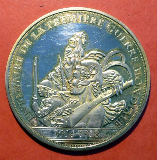 Centenaire De La Premiere Guerre Mondiale - Grosse Medaille En Bronze Dore