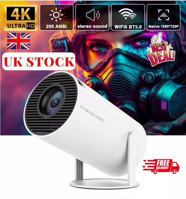 4K UltraHD Mini Portable Multimedia Projector - Home Cinema - WIFI & Bluetooth