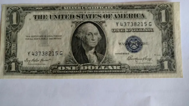 FR-1614 -1935 E Silver Certificate circulated very nice Crisp $1.00 Dollar.