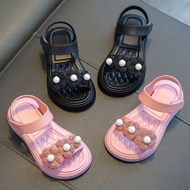 Girls Flower Flat Sandals Summer Toddler Beach Kids Holiday Princess Shoes Size