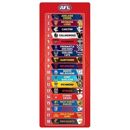AFL Magnetic Footy Ladder - All 18 Teams - 27cm x 11cm - Official Product