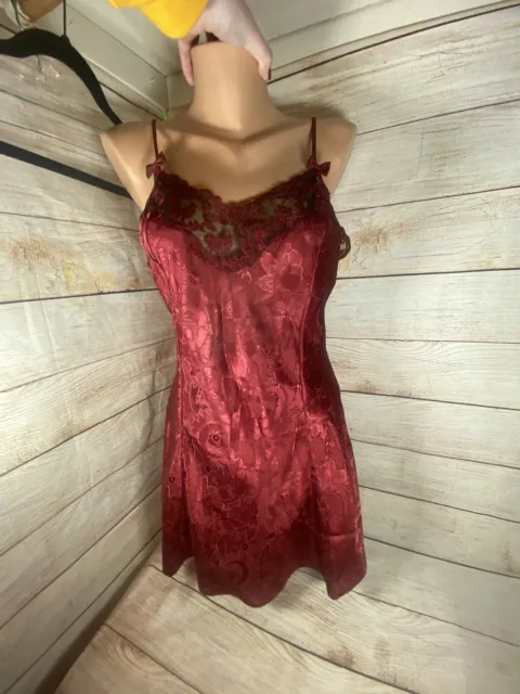 Vintage Victoria’s Secret Gold Label Lingerie Slip Dress Pajama Red Small Y2K