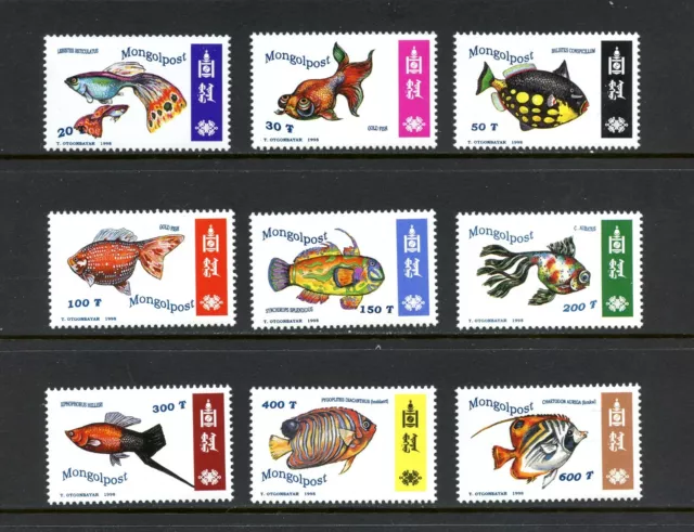 R3448 Mongolie 1998 Poisson Marine 9v. MNH