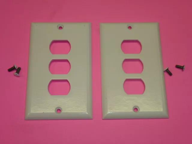 Nos! (2) Bell Interchange Single Gang Wall Plate, 3-Hole Horizontal, 19-1-White