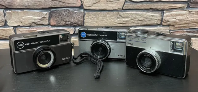 3x Vintage Kodak Instamatic Cameras (with Cases) UNTESTED