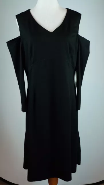 Nue by Shani Size 16 Knit Cold Shoulder Dress Black Built in Shapewear New 2