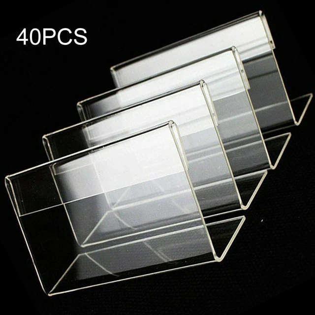 40x Count Pack Of Mini Clear Acrylic Sign Display Holders For Cards And Tags