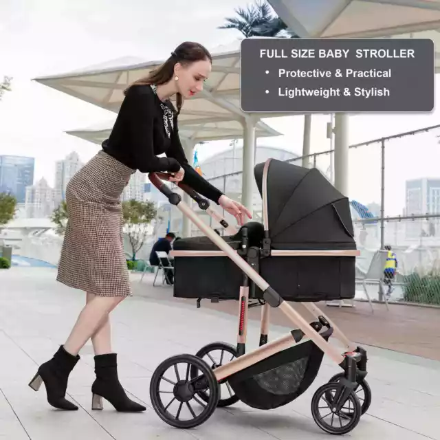 Baby Stroller Travel System 5-in-1 Toddler Carriage Combo Car Unisex Infant Pram