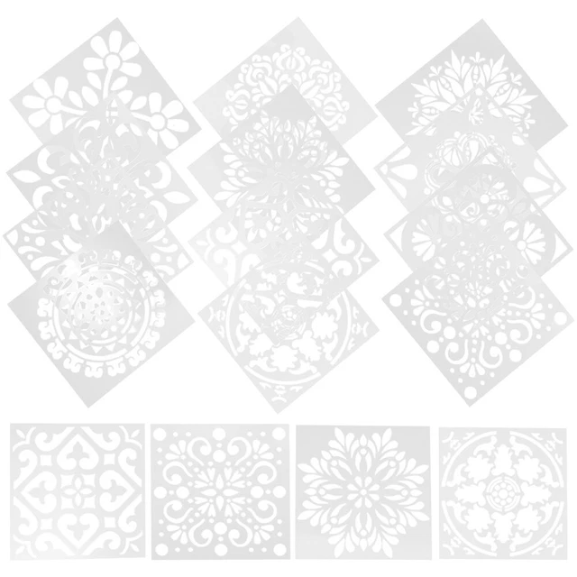 16 plantillas reutilizables de pintura blanca para niños