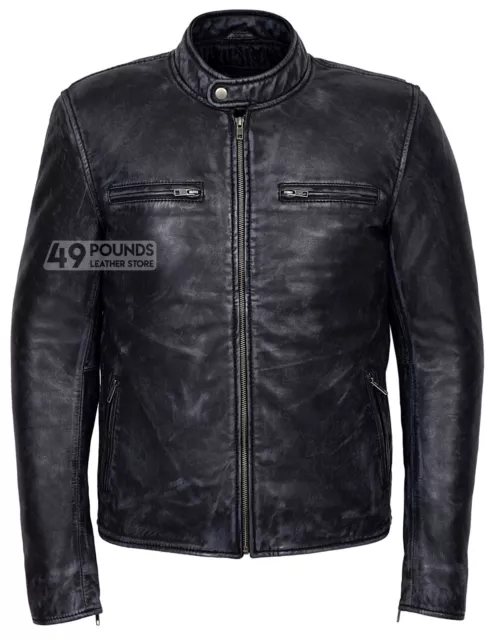 Speed Men Real Leather Black Vintage Napa Brando Biker Jacket 5230