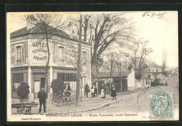 CPA Boissy-Saint-Leger, Route Nationale et route Valenton 1905
