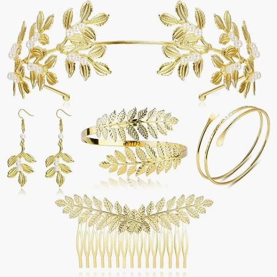 GREEK GODDESS ACCESSORIES Set For Women Greek Goddess Headband Roman Gold  Leaf EUR 2,09 - PicClick FR