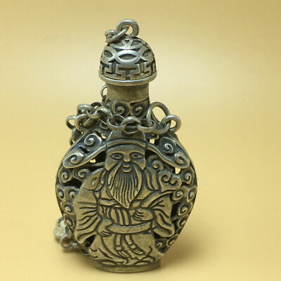 Chinese Old Tibetan silver carved character Hang Sachet incense burner