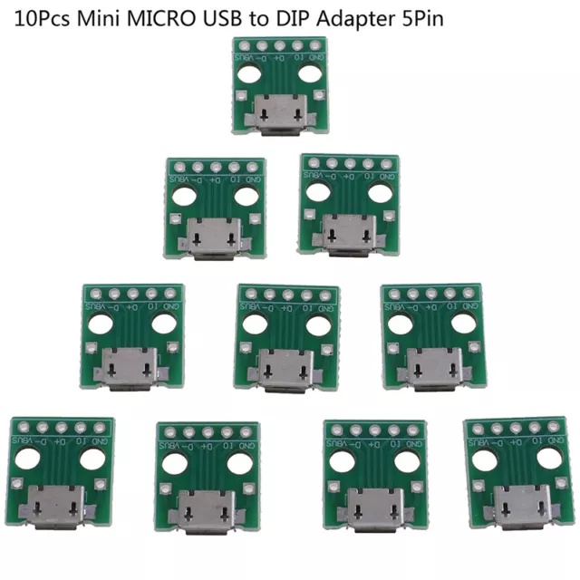 10Pcs MICRO USB vers DIP Adaptateur 5Pin Femelle Connecteur PCB Convertisseur'