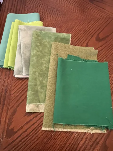 Green Toned Fabric Scraps Remnant For Quilting Crafts Sewing  Various Sizes