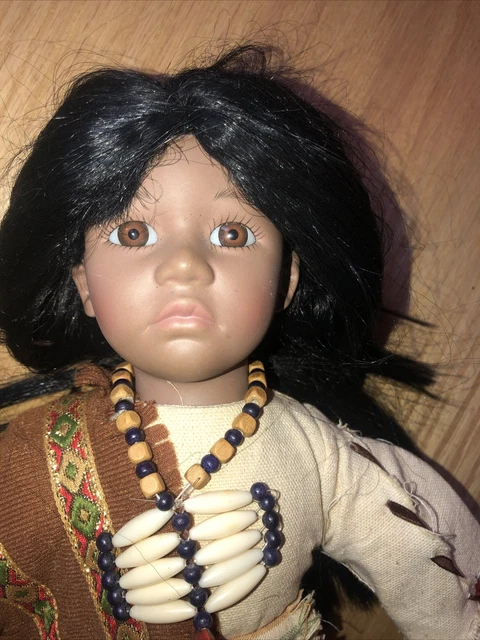 Vintage Duck House Heirloom Native American Indian Girl Porcelain Doll Beautiful