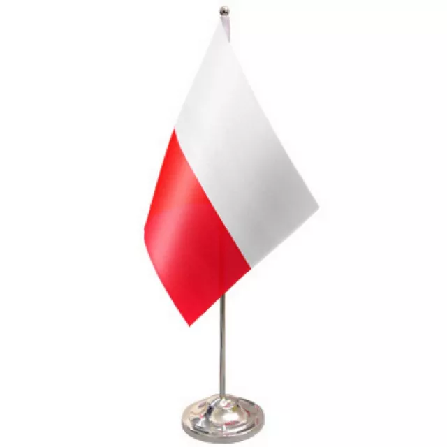 Poland Federal Satin & Chrome Premium Table Flag