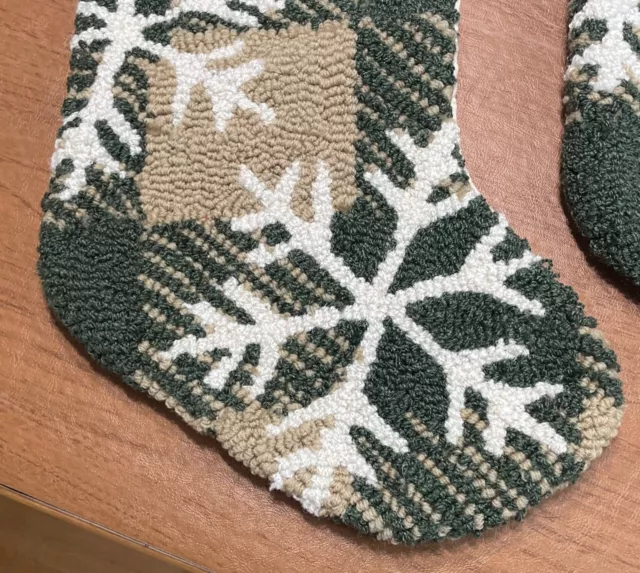 2 C&F Wool Needle Point Snowflake  Large 19” Long Christmas Holiday Stocking 3