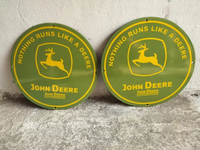 John Deere Advertising Porcelain Enamel Sign 12 x 12 Inches