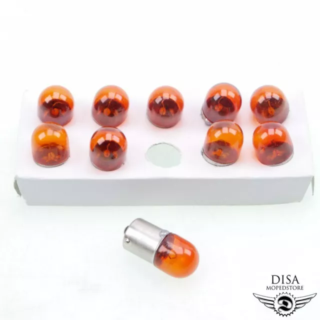 10 x 12V 10W Blinker Glühlampe Birne Orange für Mofa Moped Roller BA15S