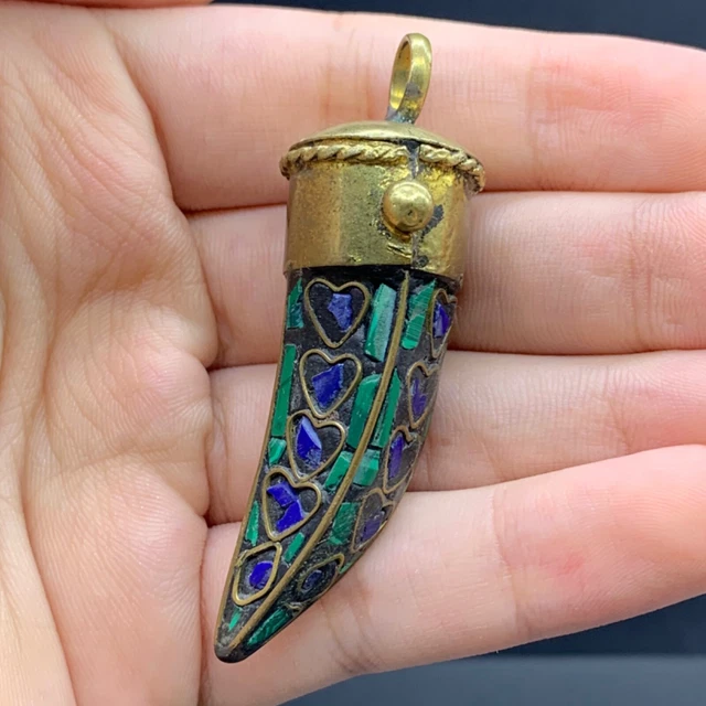 Pendentif Ancien émail Limoges - Fleurs Relief Et Cristaux Couleur Cuivre