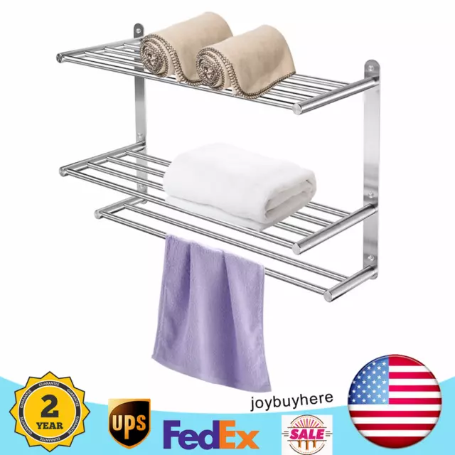 3 Layers Bathroom Wall Mounted Towel Rack Towel Rack for Hotel Stainless Steel